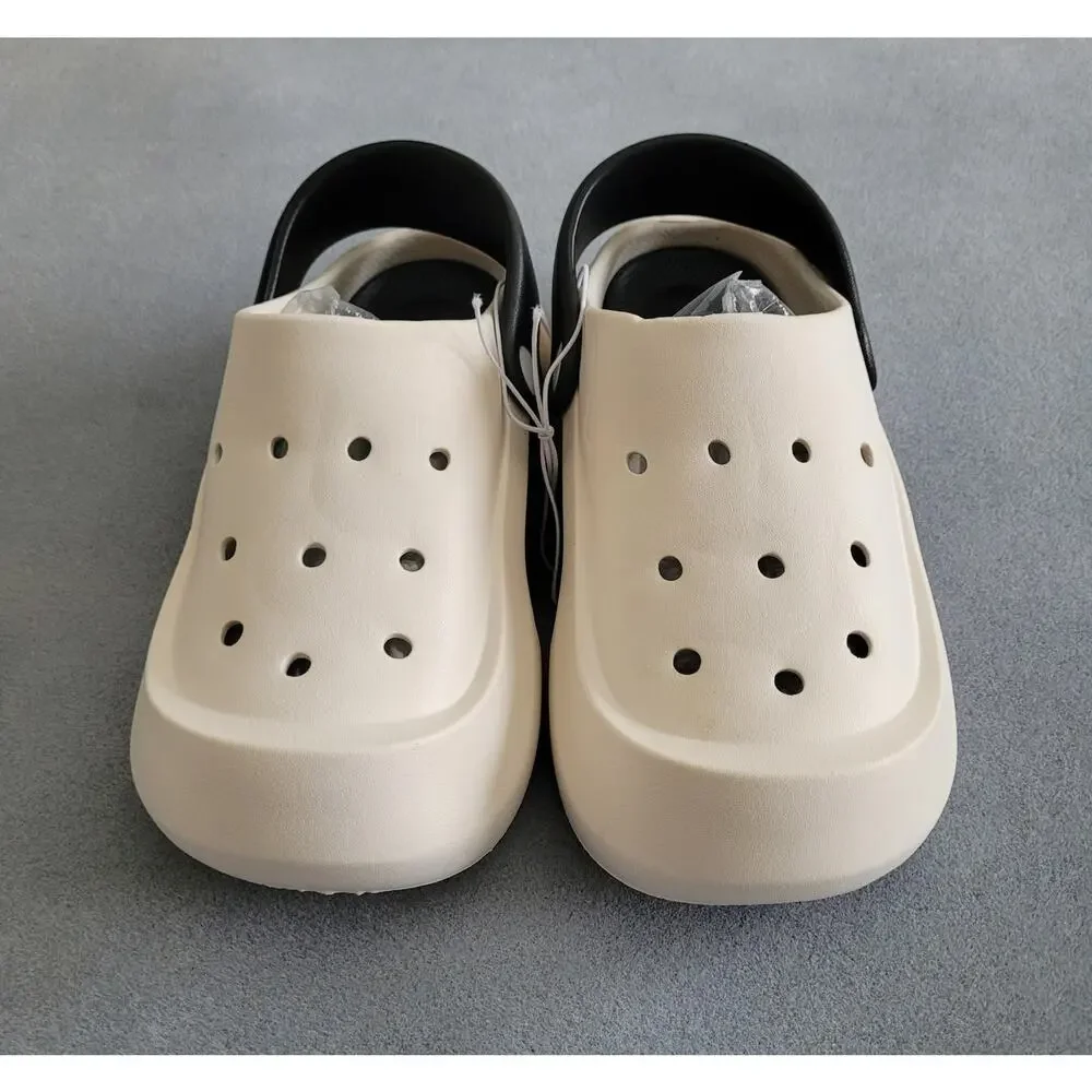Classic Clog Styling Kids Shoes White w/Black -- Sz 13